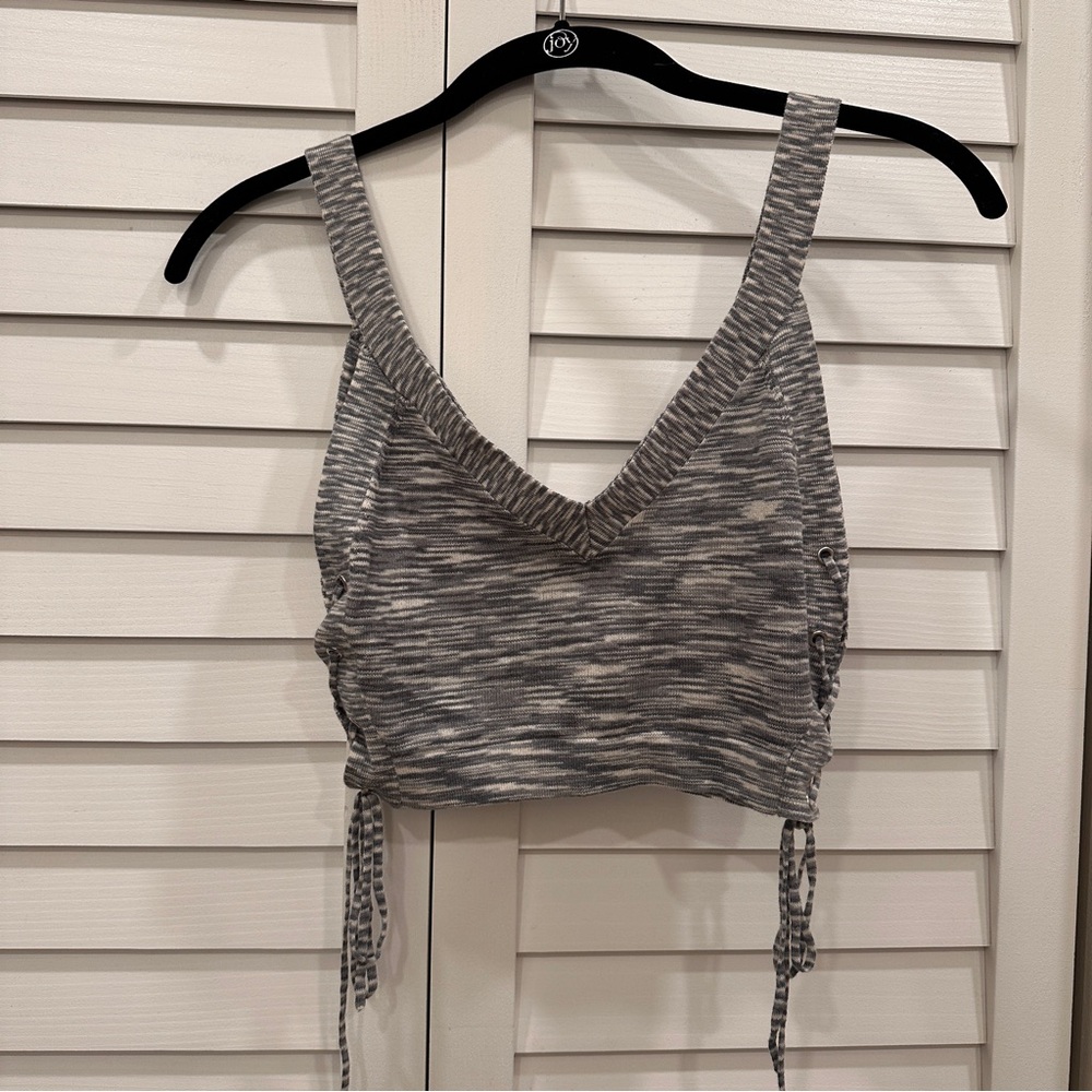 BCBGeneration grey and white crop tank XXS NWOT